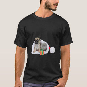 Cute Pug Puppy & Kitten Inside Santa Hat Image Chr T-Shirt