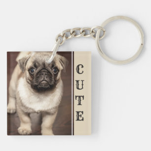 Cute Pug Puppy Photo Key Ring