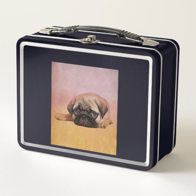 Cute Pug Puppy | Pug Dog Lovers Gift Metal Lunch Box (Front)
