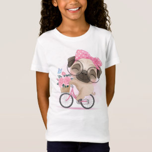 Cute Pug riding a bicycle T-Shirt