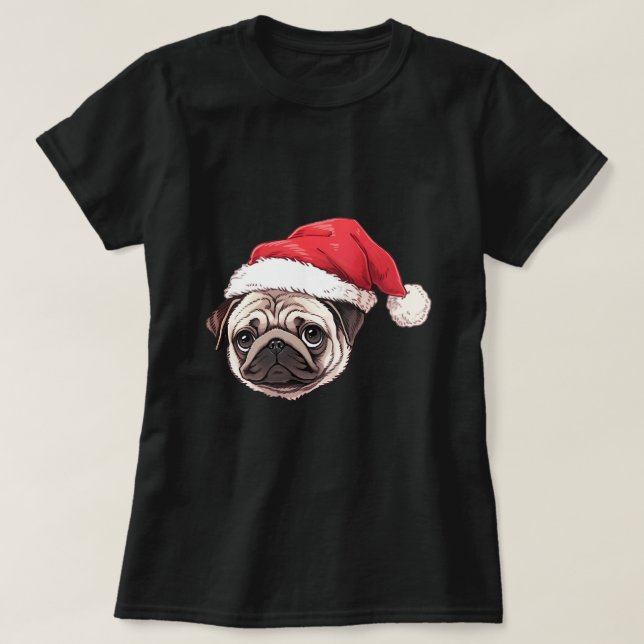 Cute Pug Santa Christmas xmass Boys Dog xmass Pugm T-Shirt (Design Front)