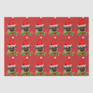 Cute Pug Santa Hat Christmas Tissue Paper