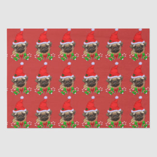 Cute Pug Santa Hat Christmas Tissue Paper