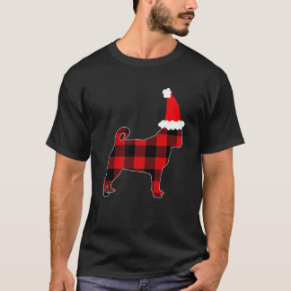 Cute Pug Santa Hat Red Plaid Ugly Christmas Sweate T-Shirt