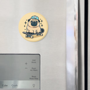 Cute Pug Skatebooking Magnet