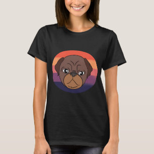cute pug skull, inbred dog face. black and white. T-Shirt