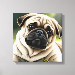  Cute Pug Stretched Canvas Print