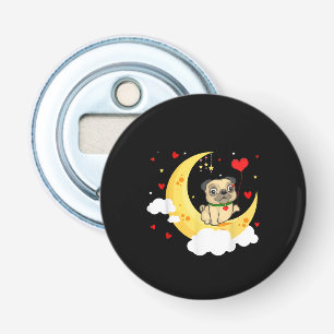 Cute Pug The Moon Valentine’s Day Pug Dog Lover Bottle Opener