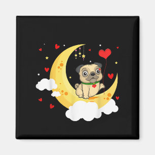 Cute Pug The Moon Valentine’s Day Pug Dog Lover Magnet