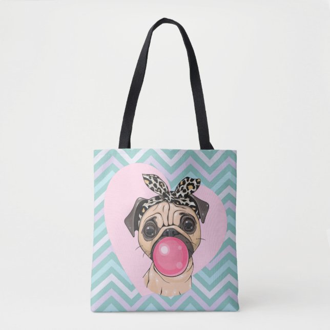 Cute Pug Tote Bag (Front)