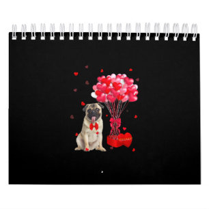Cute Pug Valentines Day Heart Dog Lover Calendar