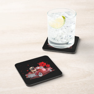 Cute Pug Valentine's Day Heart Truck Coaster
