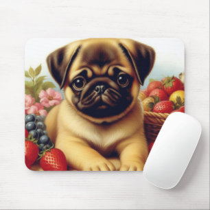 Cute Pug Vintage Painting Mouse Mat