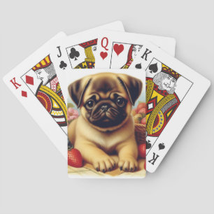 Cute Pug Vintage Painting Playing Cards