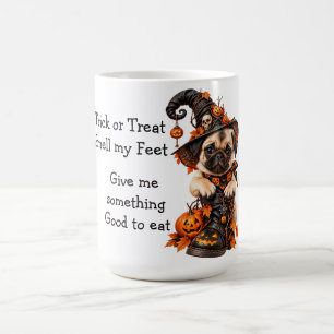 Cute Pug Witch Halloween Trick or Treat Coffee Mug