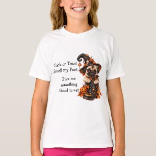 Cute Pug Witch Halloween Trick or Treat T-Shirt