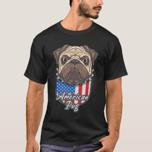 Cute pug with american flag Essential 225 T-Shirt