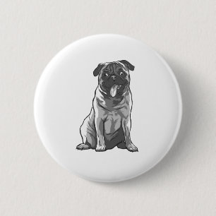 Cute Pug with Good Mood 6 Cm Round Badge