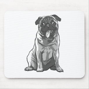 Cute Pug with Good Mood Mouse Mat