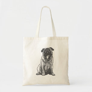 Cute Pug with Good Mood Tote Bag