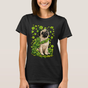 Cute Pug with Shamrocks Clovers St Patricks Day Ir T-Shirt