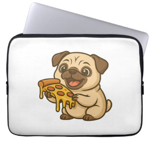 Cute pug with strawberries cartoon sweet fruity laptop sleeve
