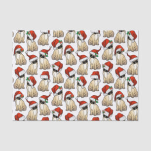 Cute Pugs in Santa Hats Christmas Gift Wrapping Tissue Paper