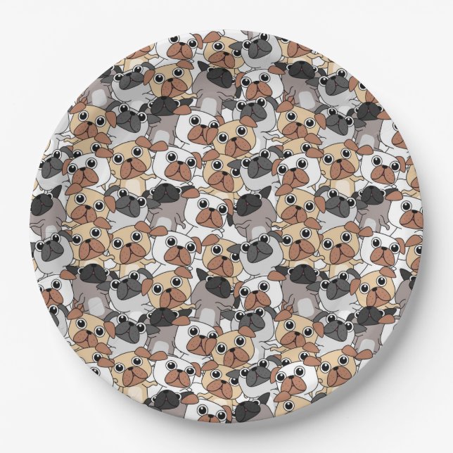 Cute Pugs Paper Plate (Front)