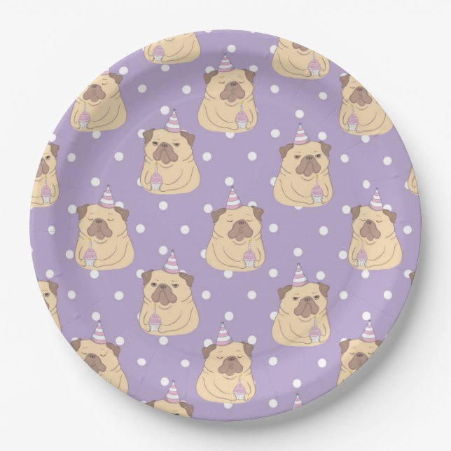 Cute Pugs Paper Plate (Front)