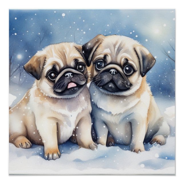 Cute Pugs Poster (Front)