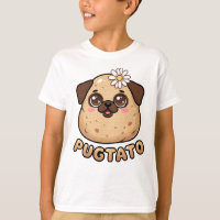 Cute Pugtato Funny Pug Potato Pun Kawaii Kids T-Sh
