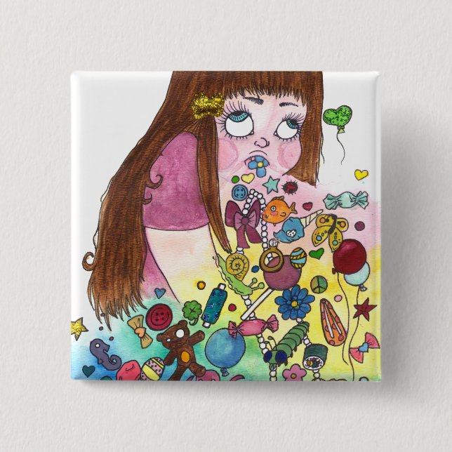 Cute Puke 15 Cm Square Badge (Front)