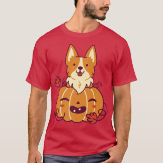 Cute Pumpkin And Corgi Dog Halloween Holiday Octob T-Shirt