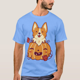 Cute Pumpkin And Corgi Dog Halloween Holiday Octob T-Shirt