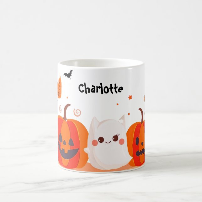 Cute Pumpkin and Ghost Coffee Mug (Center)