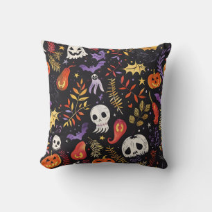 Cute Pumpkin and Skull Pattern Cushion