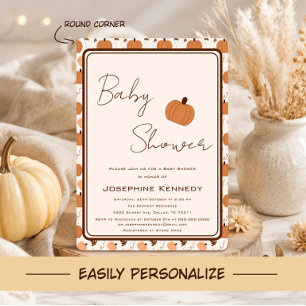 Cute Pumpkin Autumn Gender Neutral Baby Shower Invitation