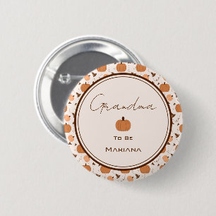 Cute Pumpkin Autumn Gender Neutral Grandma-to-be 6 Cm Round Badge