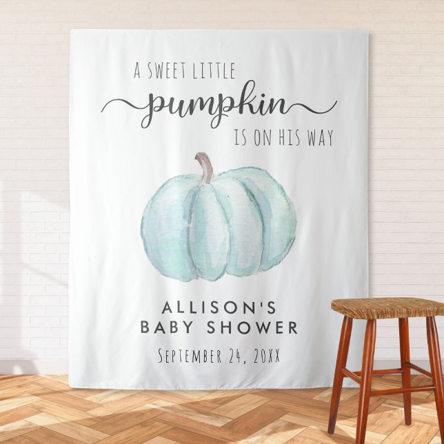 Cute Pumpkin Baby Boy Shower Welcome Tapestry (Creator Uploaded)