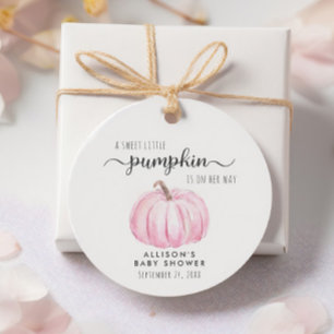 Cute Pumpkin Baby Girl Shower Thank You Favour Tags