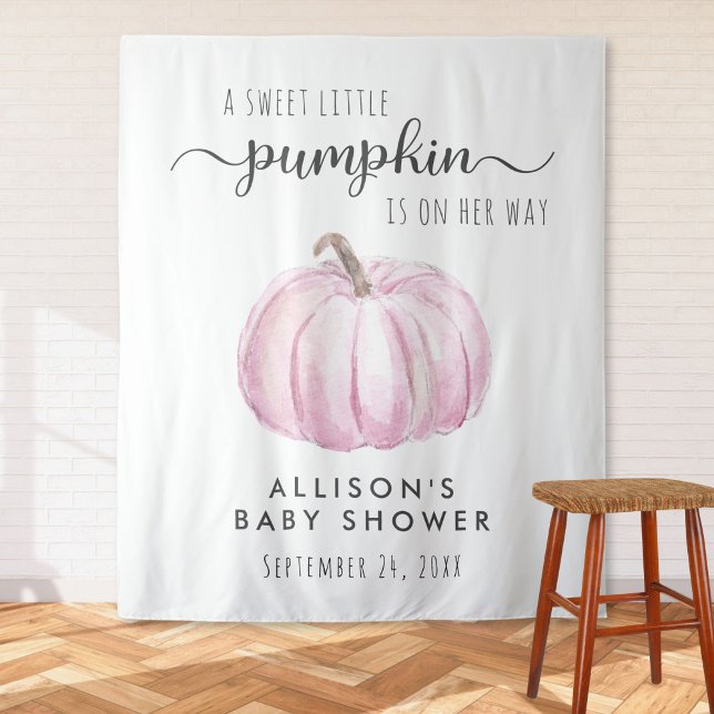 Cute Pumpkin Baby Girl Shower Welcome Tapestry (Creator Uploaded)