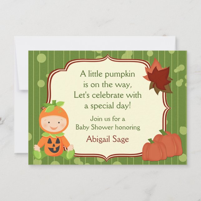 Cute Pumpkin Baby Halloween Baby Shower Invitation (Front)