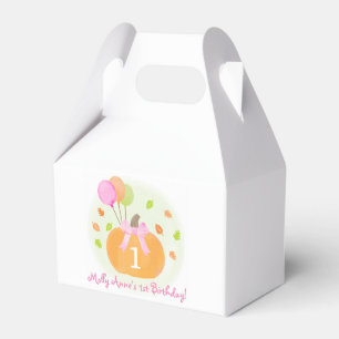Cute Pumpkin & Balloons Fall 1st Birthday Girl Favour Box