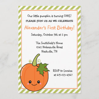Cute Pumpkin Birthday Invitation
