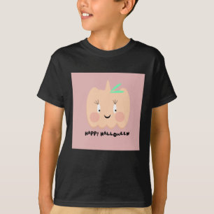 Cute Pumpkin Blushing Lettering Happy Halloween T-Shirt