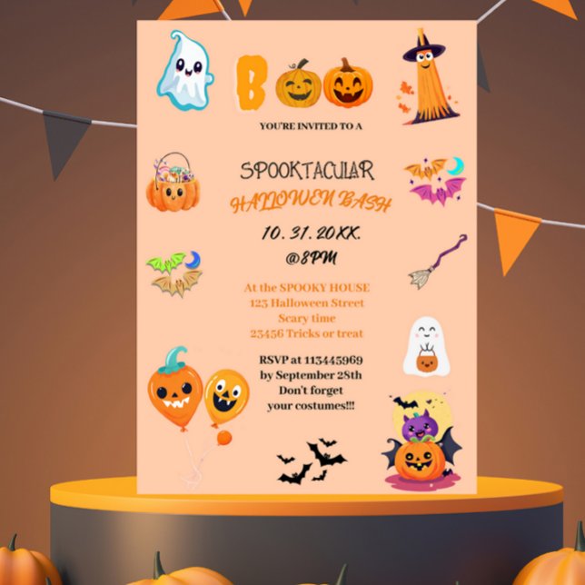 Cute pumpkin Boo Halloween bash Invitation (Creator Uploaded)