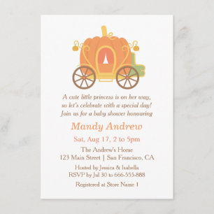 Cute Pumpkin Carriage Baby Shower Invitations