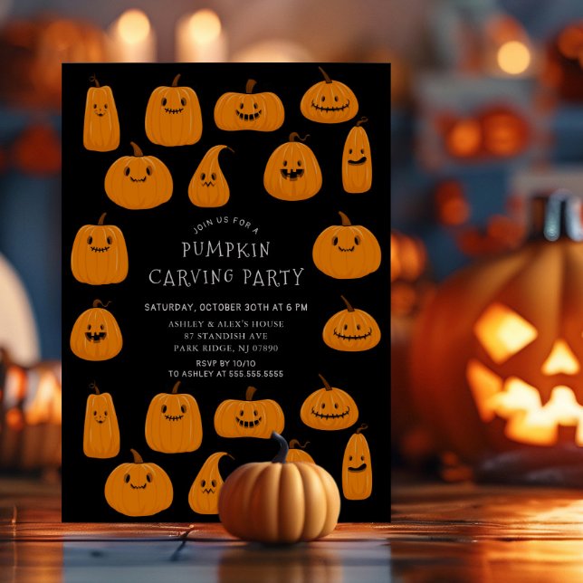 Cute Pumpkin Carving Halloween Invitation (Creator Uploaded)