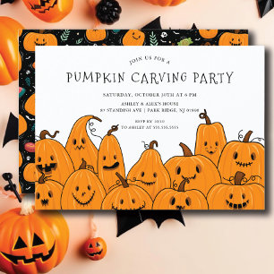 Cute Pumpkin Carving Halloween Party Invitation
