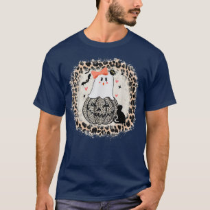 Cute Pumpkin Cat Halloween Girl Ghost 523  T-Shirt